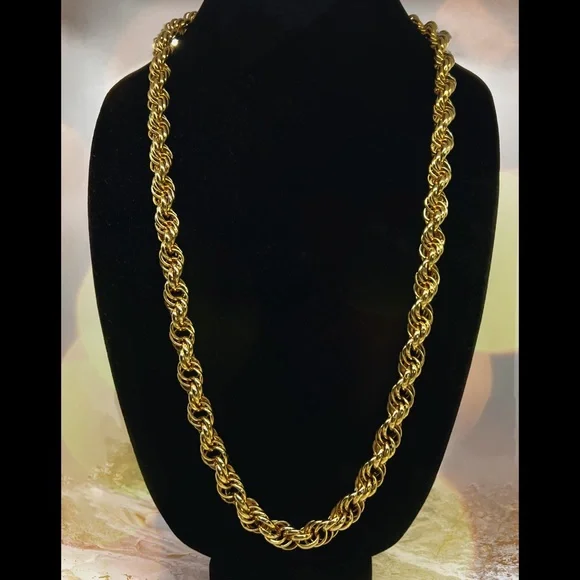 Chainmaille Gold-Tone Solid Rope Chain Necklace - Picture 6 of 6